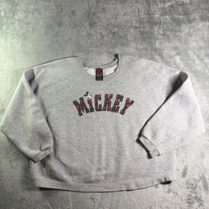VTG Disney Mickey Unlimited Sweatshirt Mens Large Gray Plaid Graphic 90s USA